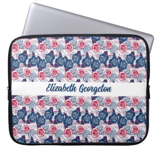 Patriotic Roses stars - red white blue Laptop Sleeve