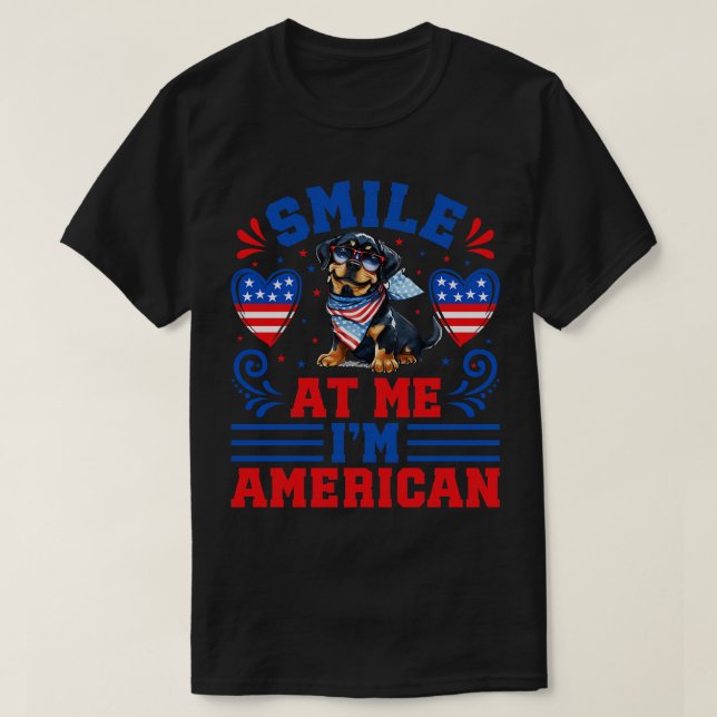 Patriotic Rottweiler Dog 1 T-Shirt (Design Front)