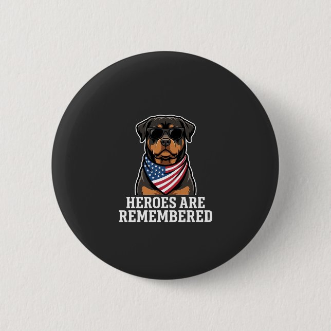Patriotic Rottweiler Hero Dog Vector Design 2 Inch Round Button (Front)