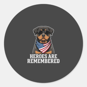 Patriotic Rottweiler Hero Dog Vector Design Classic Round Sticker