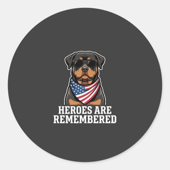 Patriotic Rottweiler Hero Dog Vector Design Classic Round Sticker (Front)