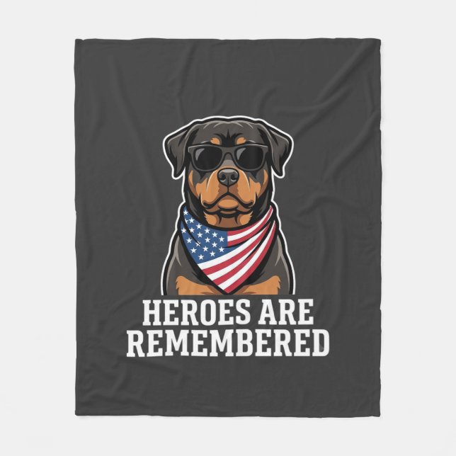 Patriotic Rottweiler Hero Dog Vector Design Fleece Blanket (Front)