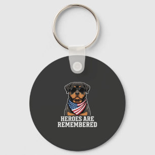Patriotic Rottweiler Hero Dog Vector Design Keychain