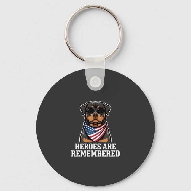 Patriotic Rottweiler Hero Dog Vector Design Keychain (Front)