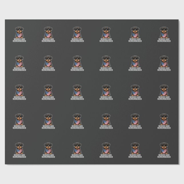 Patriotic Rottweiler Hero Dog Vector Design Wrapping Paper (Flat)