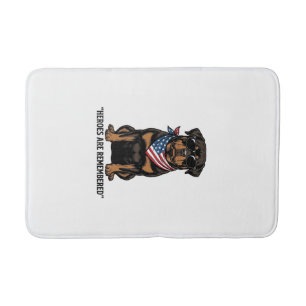 Patriotic Rottweiler Hero Dog Vintage Design_1 Bath Mat