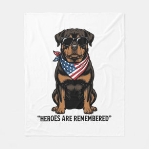 Patriotic Rottweiler Hero Dog Vintage Design_1 Fleece Blanket