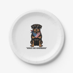 Patriotic Rottweiler Hero Dog Vintage Design_1 Paper Plate