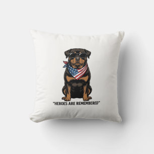 Patriotic Rottweiler Hero Dog Vintage Design_1 Throw Pillow