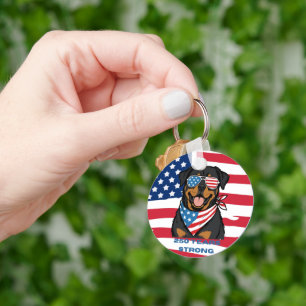 Patriotic Rottweiler Keychain