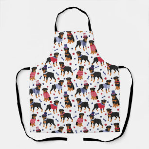 Patriotic Rottweiler Pattern Apron
