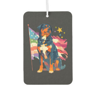Patriotic Rottweiler with USA Flag Art Air Freshener
