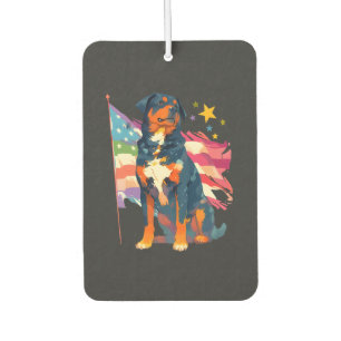 Patriotic Rottweiler with USA Flag Art Air Freshener