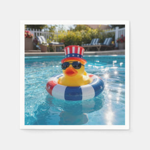 Patriotic Rubber Duck in Swimming Pool Napkin