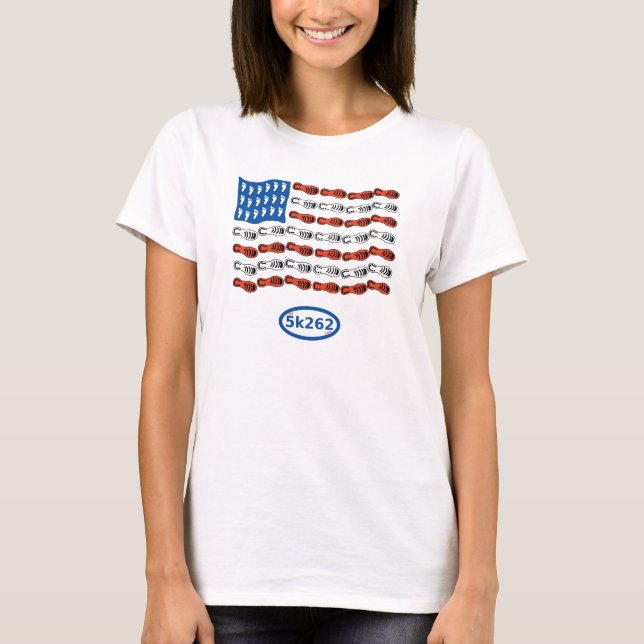 Patriotic runner (US Flag with feet and shoes) T-Shirt (Front)