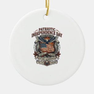 Patriotic Rust Flag Survivor Zombie Apocalypse Fre Ceramic Ornament