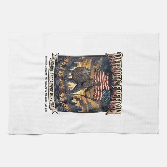Patriotic Rust Flag Survivor Zombie Apocalypse Fre Kitchen Towel (Horizontal)