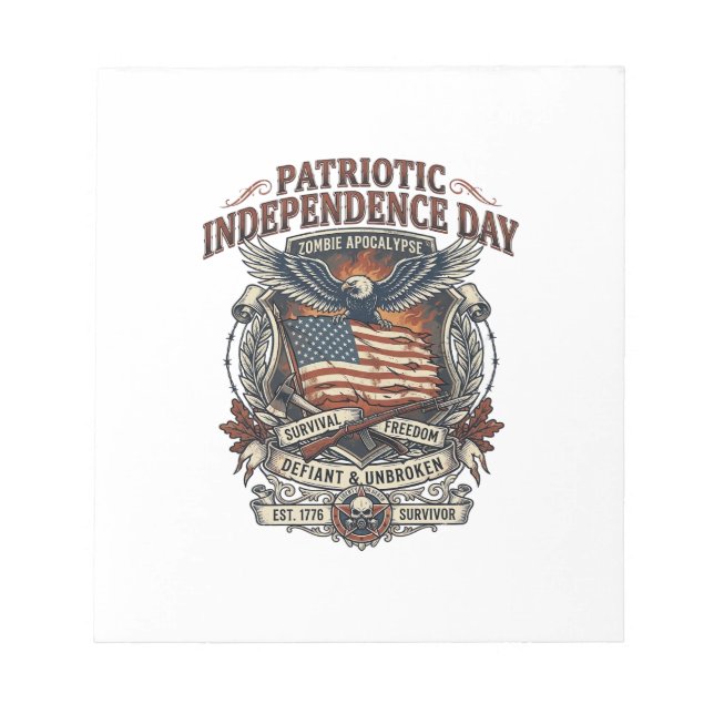 Patriotic Rust Flag Survivor Zombie Apocalypse Fre Notepad (Front)
