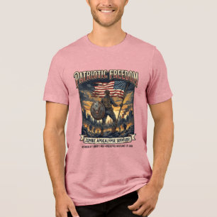 Patriotic Rust Flag Survivor Zombie Apocalypse Fre Tri-Blend Shirt