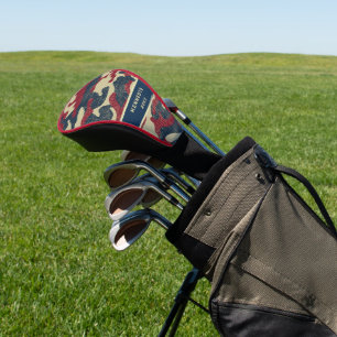 Patriotic Rustic American Flag Camo Family Name Golf Head Cover