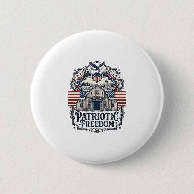 Patriotic Rustic Barn Wedding  2 Inch Round Button (Front)