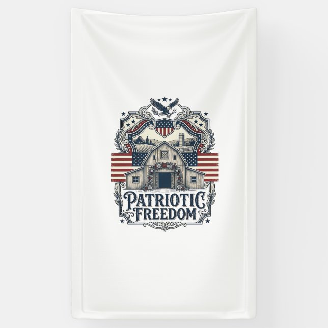 Patriotic Rustic Barn Wedding  Banner (Vertical)