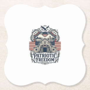 Patriotic Rustic Barn Wedding  Paper Coaster