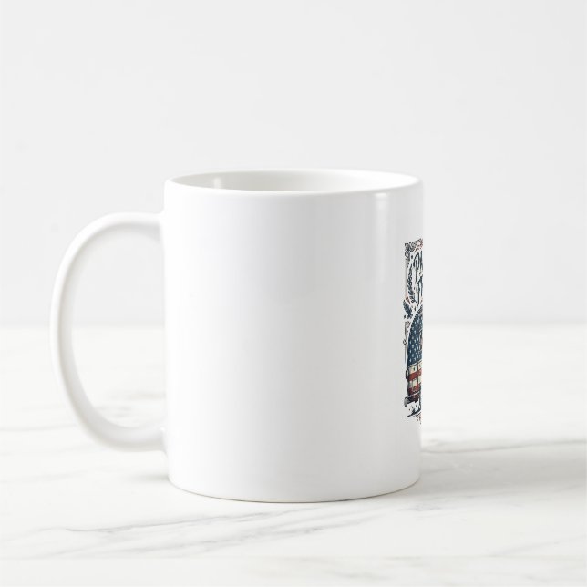 Patriotic RV Camper Vector Graphic Tee Coffee Mug (Left)