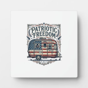 Patriotic RV Camper Vector Graphic Tee Plaque