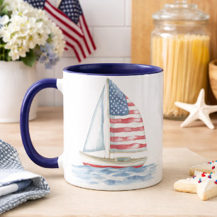 Patriotic Sailboat Coastal Americana Coffee Mug