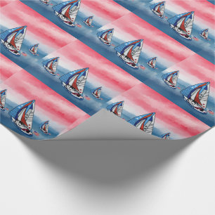 Patriotic Sailboats Wrapping Paper