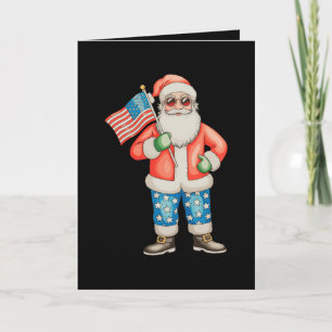 Patriotic Santa American Christmas 4th Of July Card