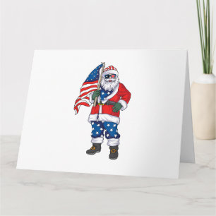 Patriotic Santa American Christmas 4th Of July San Card