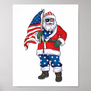 Patriotic Santa American Christmas 4th Of July San Poster