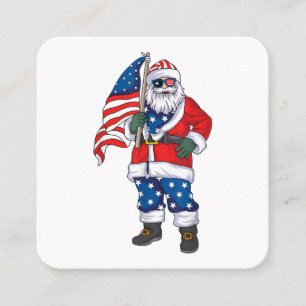 Patriotic Santa American Christmas 4th Of July San Square Business Card