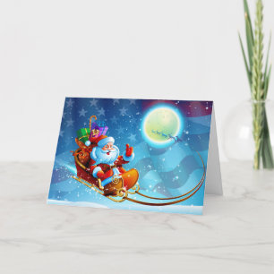Patriotic Santa Christmas Holiday Card
