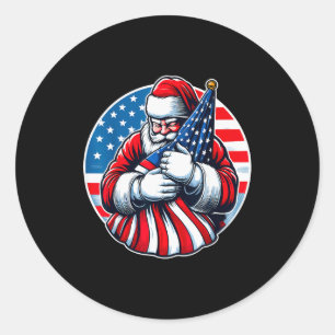 Patriotic Santa Claus For Men Women Usa Flag Chris Classic Round Sticker