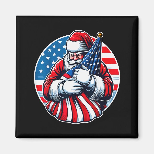 Patriotic Santa Claus For Men Women Usa Flag Chris Magnet (Front)