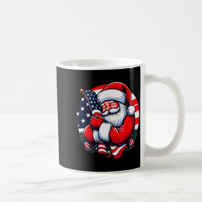 Patriotic Santa Claus Men Women Usa Flag Christmas Coffee Mug (Right)