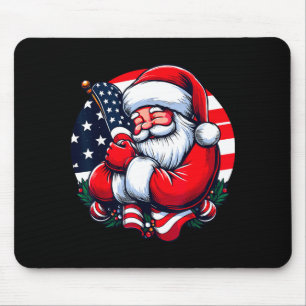 Patriotic Santa Claus Men Women Usa Flag Christmas Mouse Pad