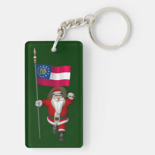 Patriotic Santa Claus Visiting Georgia Keychain