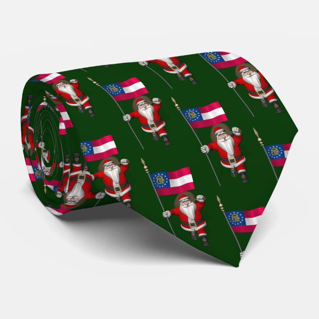 Patriotic Santa Claus Visiting Georgia Tie (Rolled)