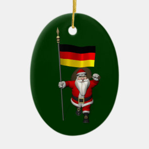 Patriotic Santa Claus With Ensign Of Germany Ceramic Ornament