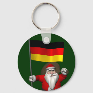 Patriotic Santa Claus With Ensign Of Germany Keychain