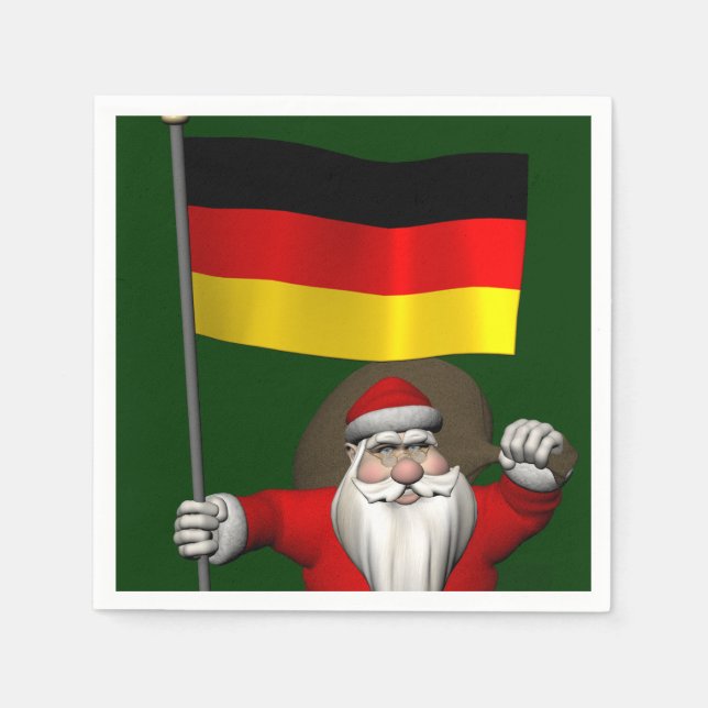 Patriotic Santa Claus With Ensign Of Germany Napkin (Front)
