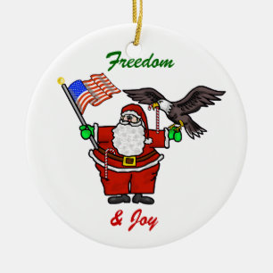 Patriotic Santa Customizable Christmas Ornament