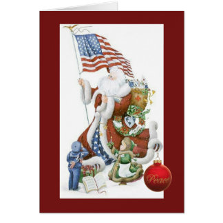 Patriotic Santa Peace Holiday Card