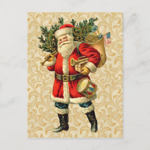 Patriotic Santa / Vintage Postcard