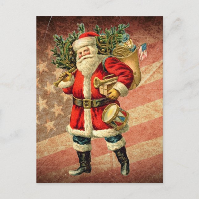 Patriotic Santa / Vintage Postcard (Front)
