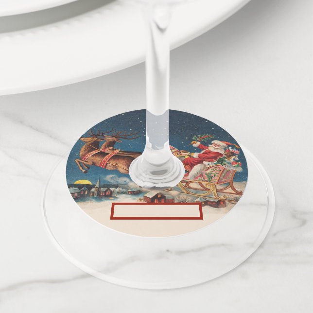 Patriotic Santa Wine Glass Tag (Close Up)
